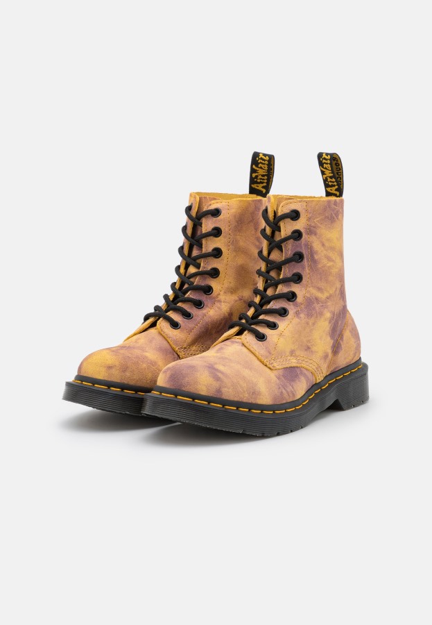 Brent Gul Dr.martens Norge 1460 Pascal Ankelstøvletter Med Snøring
