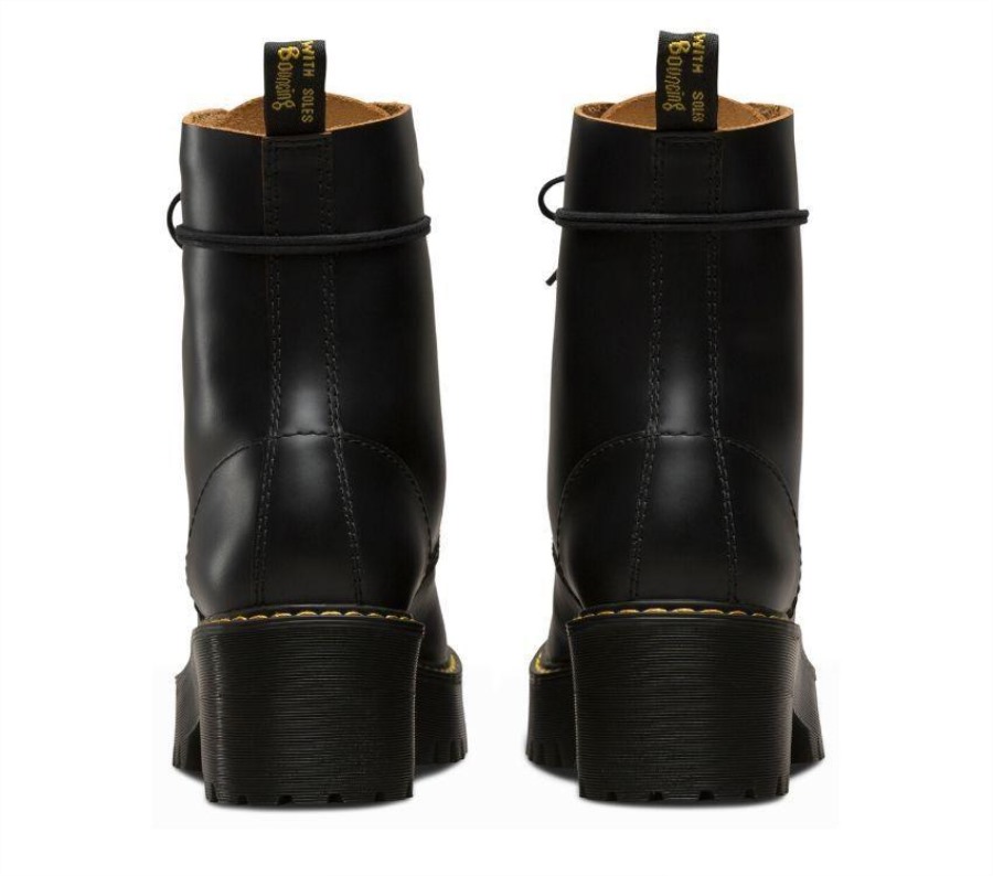 Svart Vintage Glatt Dr.martens Norge Leona Vintage Støvel Med Hæl