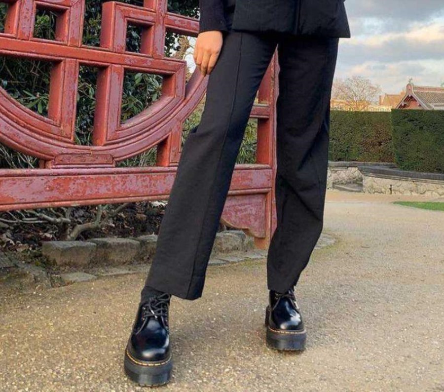 Dr.martens Norge 1461 Quad Polert Glatt Sort Polert Glatt