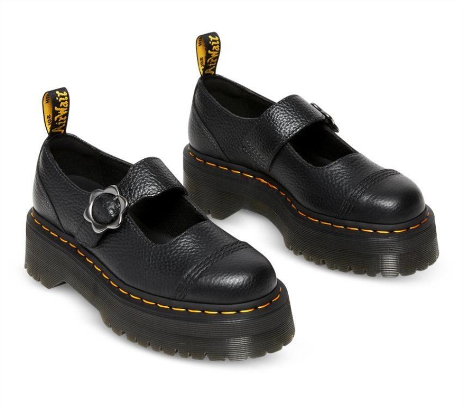 Svartmalt Nappa Dr.martens Norge Addina Quad Flower