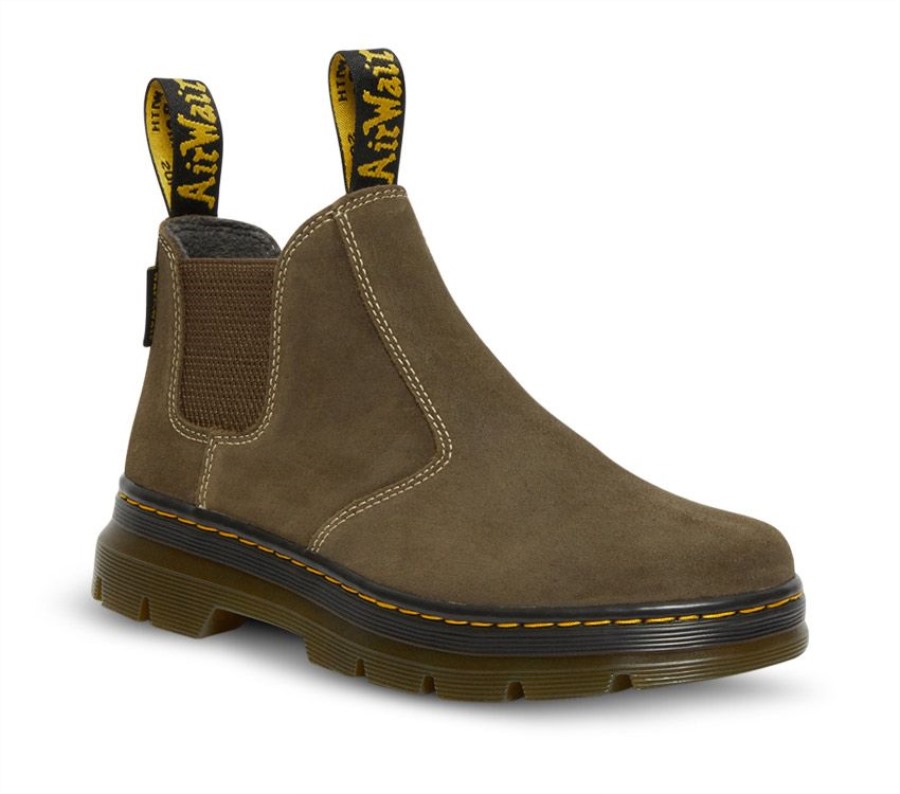 Mørk Brun Voksaktig Semsket Skinn Wp Dr.martens Norge Hardie Ii Chelsea Boot