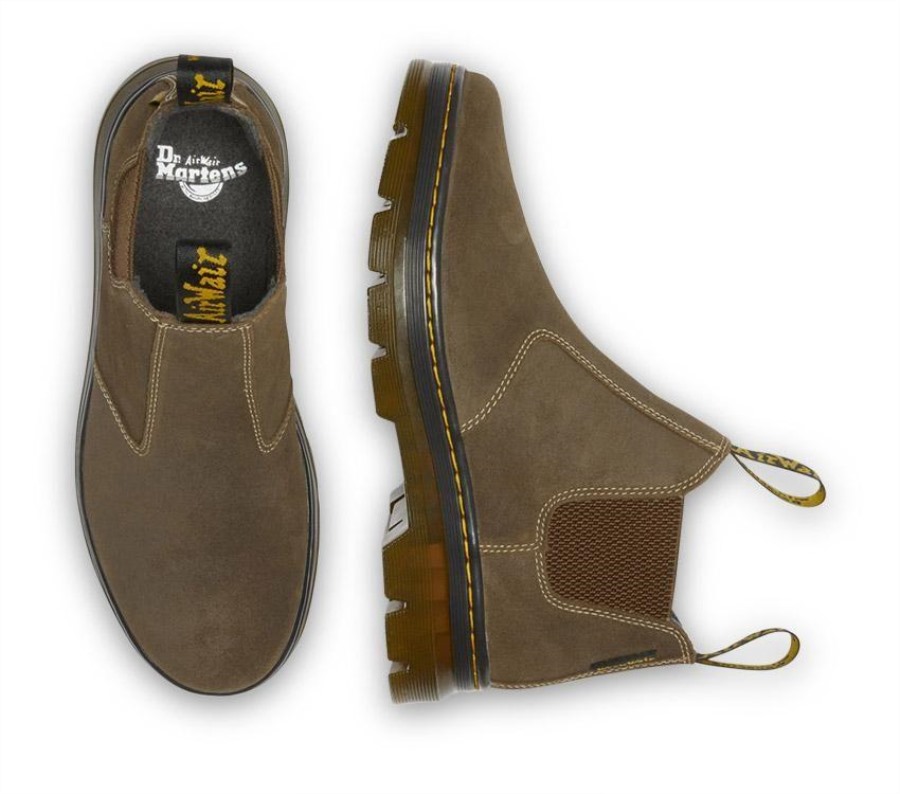 Mørk Brun Voksaktig Semsket Skinn Wp Dr.martens Norge Hardie Ii Chelsea Boot