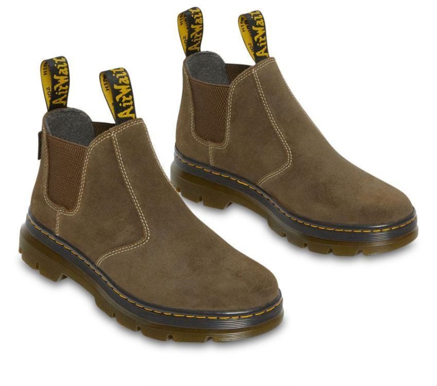 Mørk Brun Voksaktig Semsket Skinn Wp Dr.martens Norge Hardie Ii Chelsea Boot