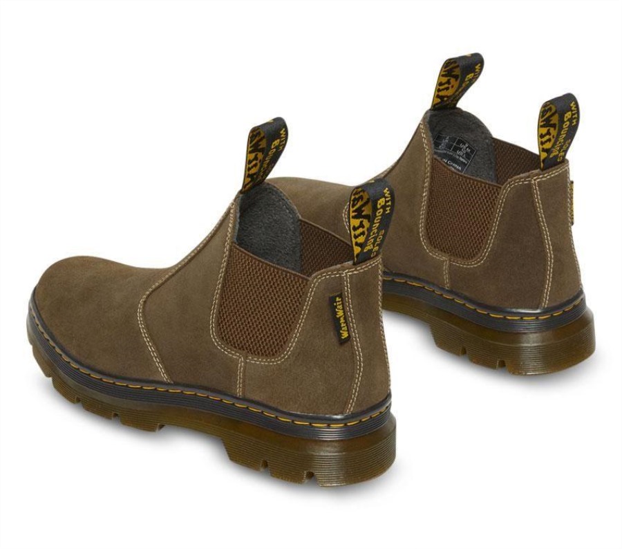 Mørk Brun Voksaktig Semsket Skinn Wp Dr.martens Norge Hardie Ii Chelsea Boot