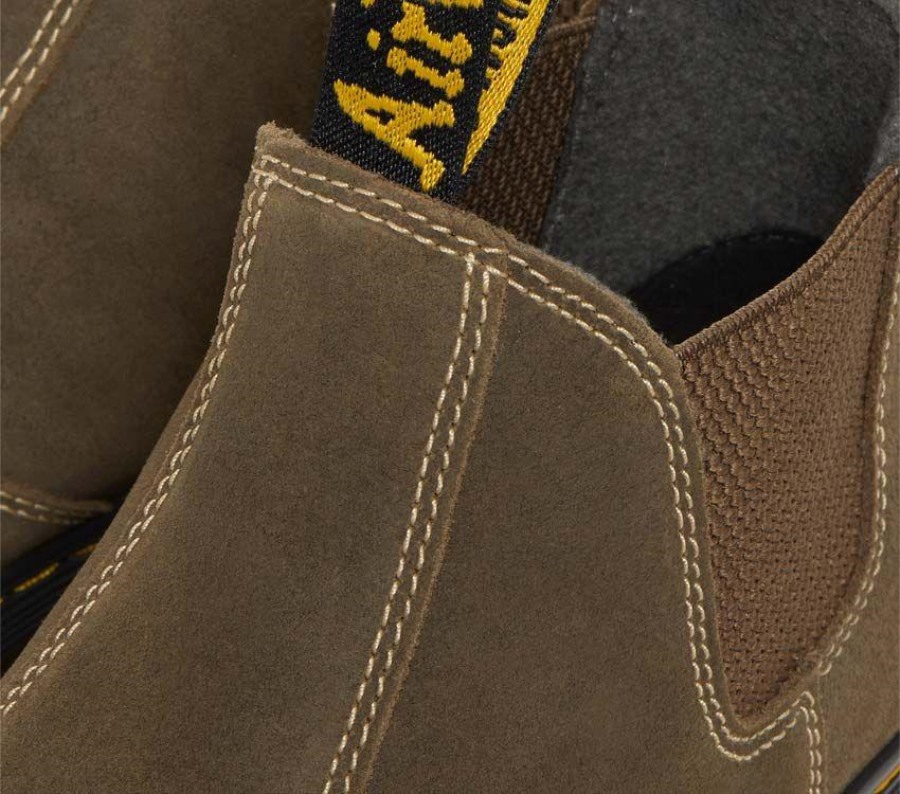 Mørk Brun Voksaktig Semsket Skinn Wp Dr.martens Norge Hardie Ii Chelsea Boot