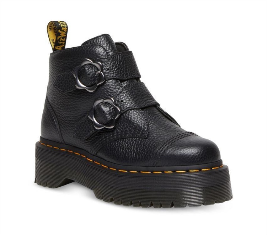 Devon Flower 2 Stropp Dr.martens Norge Svart Frest Nappa