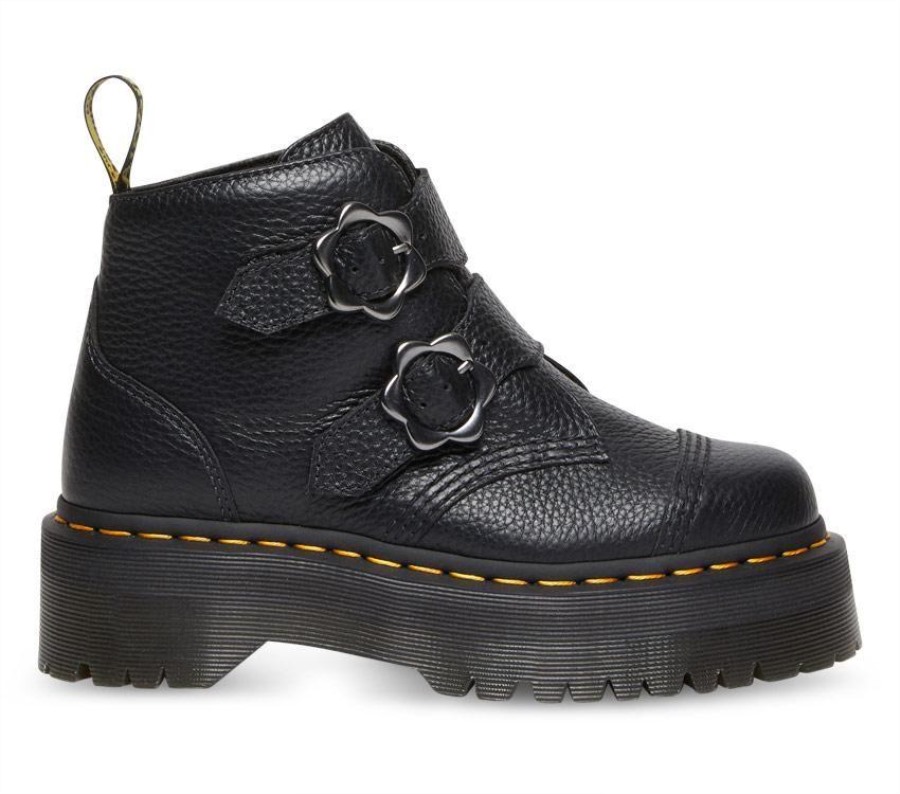 Devon Flower 2 Stropp Dr.martens Norge Svart Frest Nappa