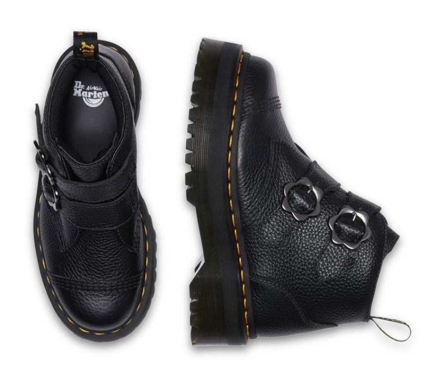 Devon Flower 2 Stropp Dr.martens Norge Svart Frest Nappa