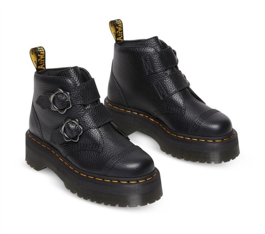 Devon Flower 2 Stropp Dr.martens Norge Svart Frest Nappa