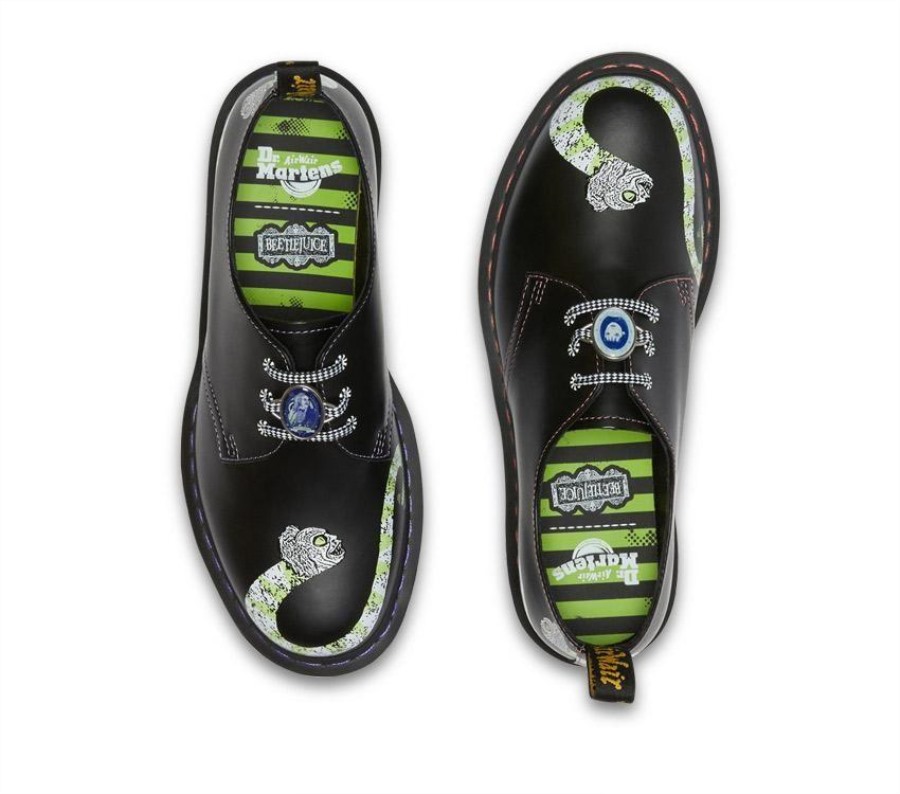 Dr.martens Norge 1461 Beetlejuice Sort Glatt Backhand