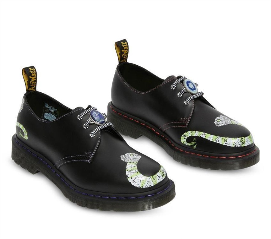 Dr.martens Norge 1461 Beetlejuice Sort Glatt Backhand