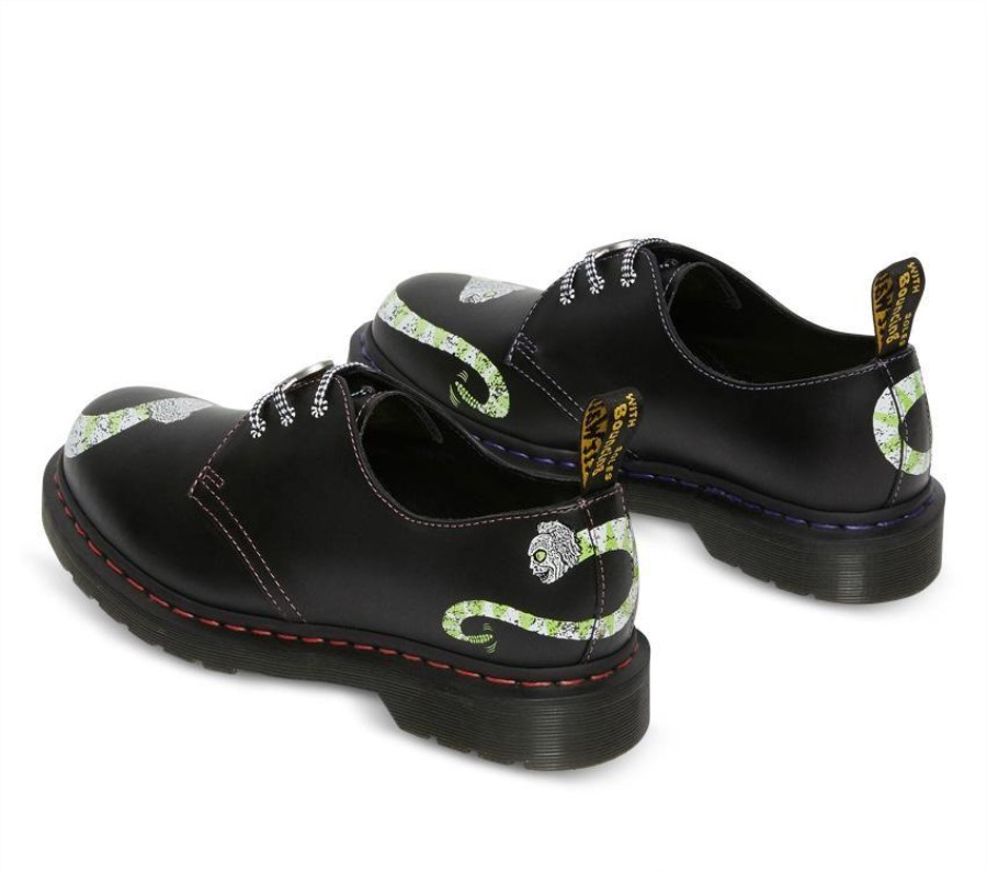 Dr.martens Norge 1461 Beetlejuice Sort Glatt Backhand