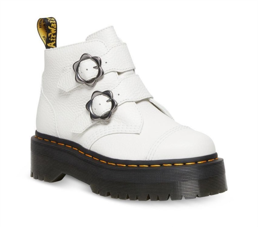 Dr.martens Norge Devon Flower 2 Stropp Hvit Frest Nappa