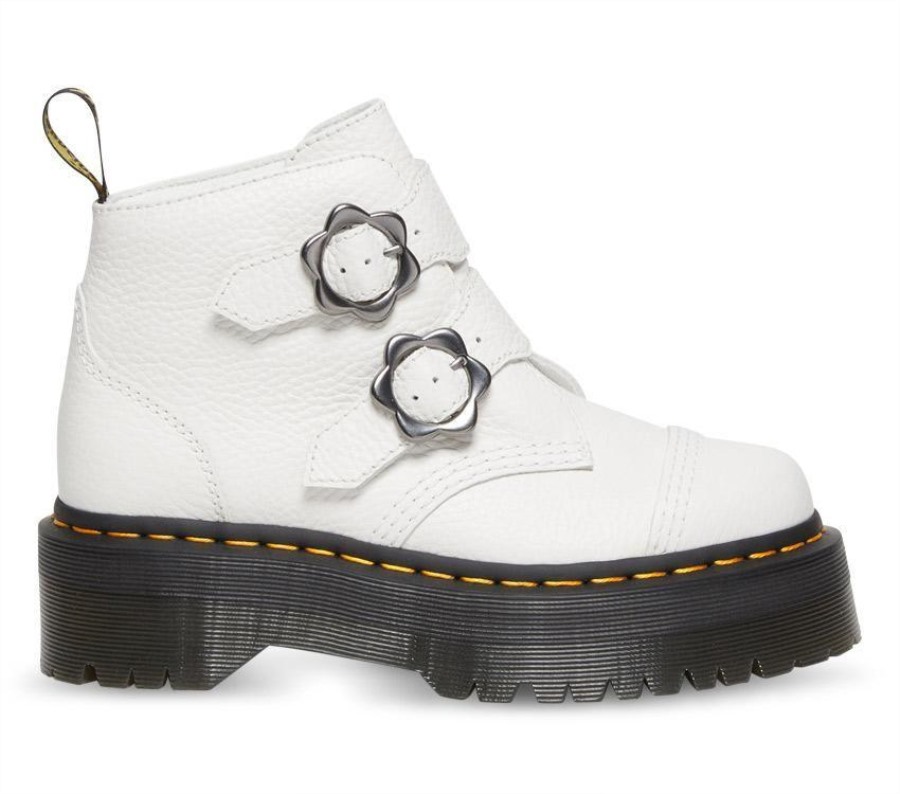 Dr.martens Norge Devon Flower 2 Stropp Hvit Frest Nappa
