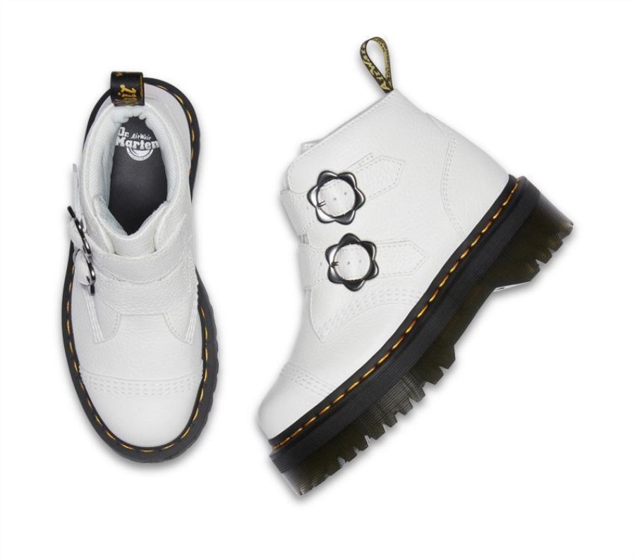 Dr.martens Norge Devon Flower 2 Stropp Hvit Frest Nappa