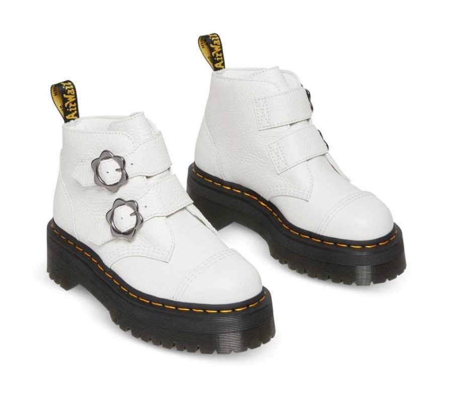 Dr.martens Norge Devon Flower 2 Stropp Hvit Frest Nappa