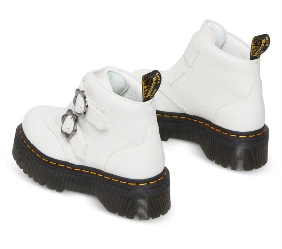 Dr.martens Norge Devon Flower 2 Stropp Hvit Frest Nappa