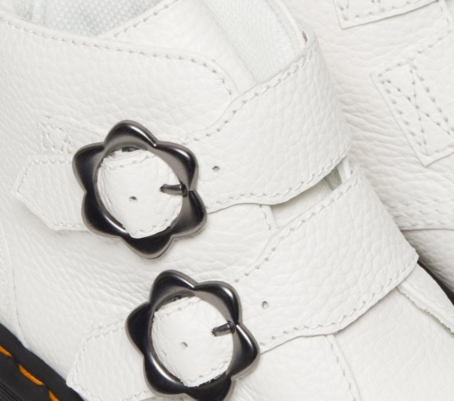 Dr.martens Norge Devon Flower 2 Stropp Hvit Frest Nappa