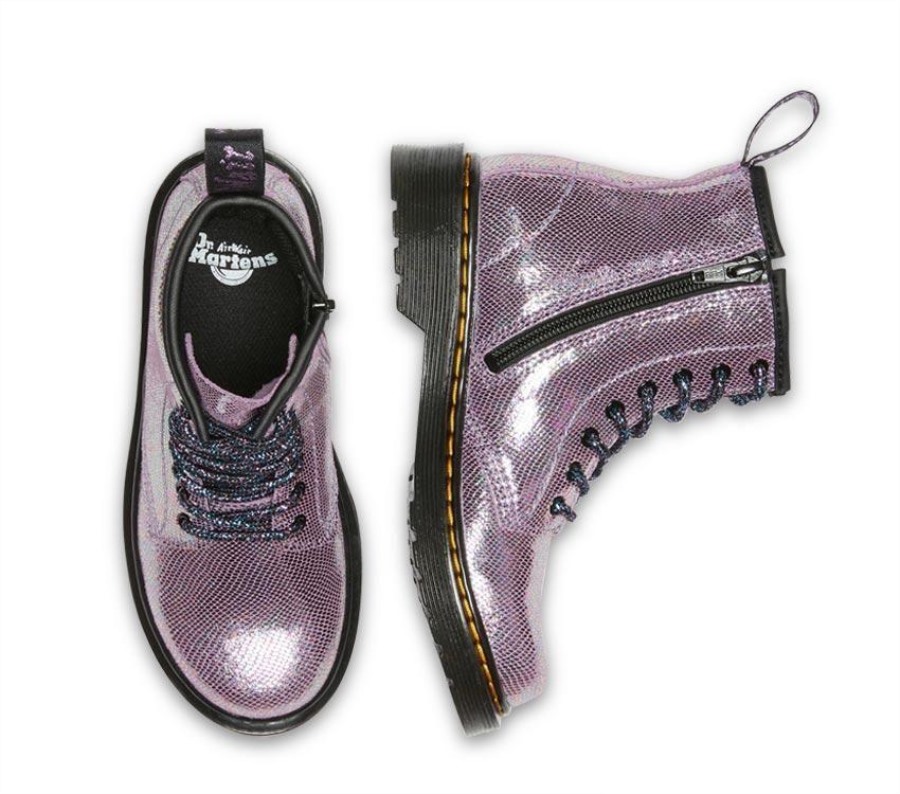 Dr.martens Norge Junior 1460 Iriserende Reptil Lilla
