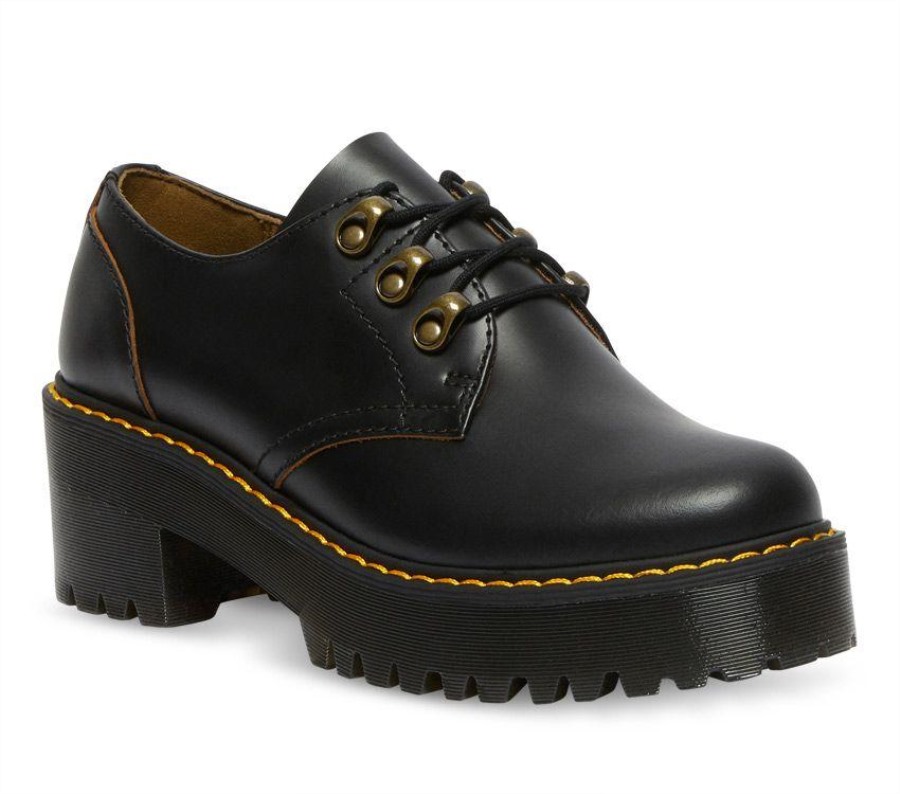 Dr.martens Norge Leona Lo Vintage Glatt Sort Vintage Glatt
