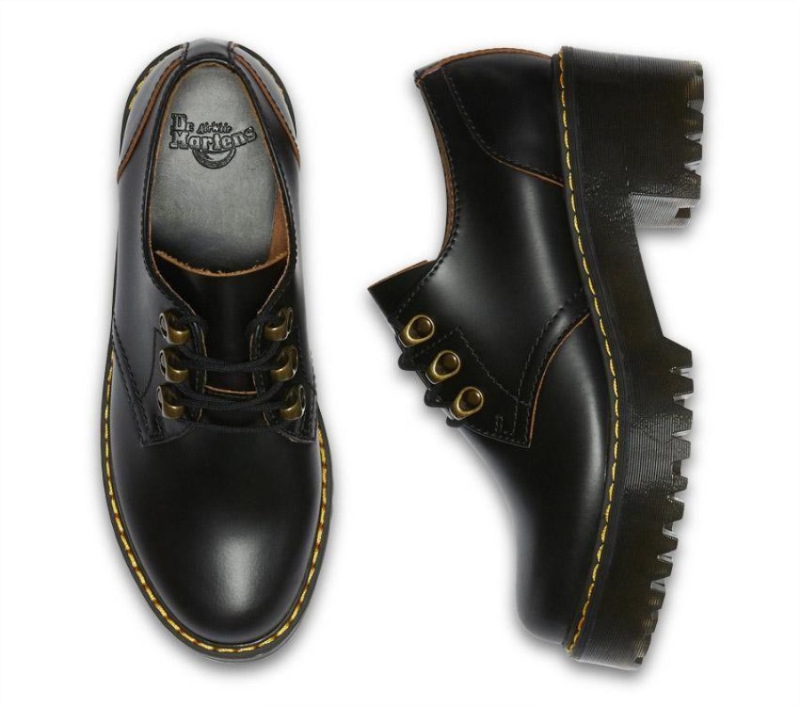 Dr.martens Norge Leona Lo Vintage Glatt Sort Vintage Glatt