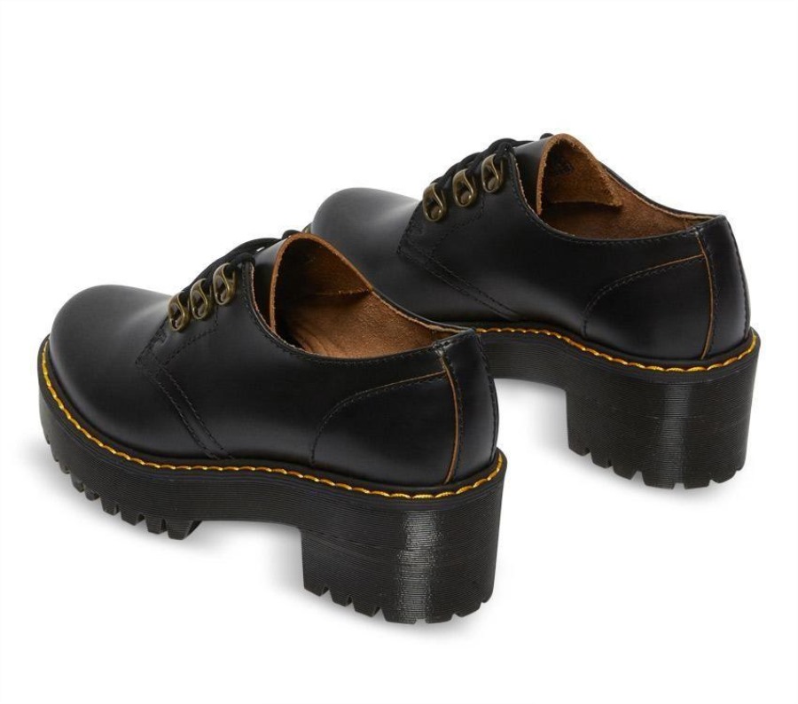 Dr.martens Norge Leona Lo Vintage Glatt Sort Vintage Glatt