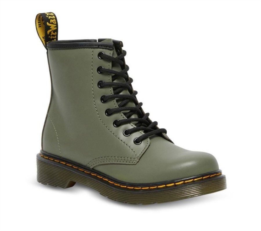 Juniors 1460 Smooth Dr.martens Norge Khaki Green Romario