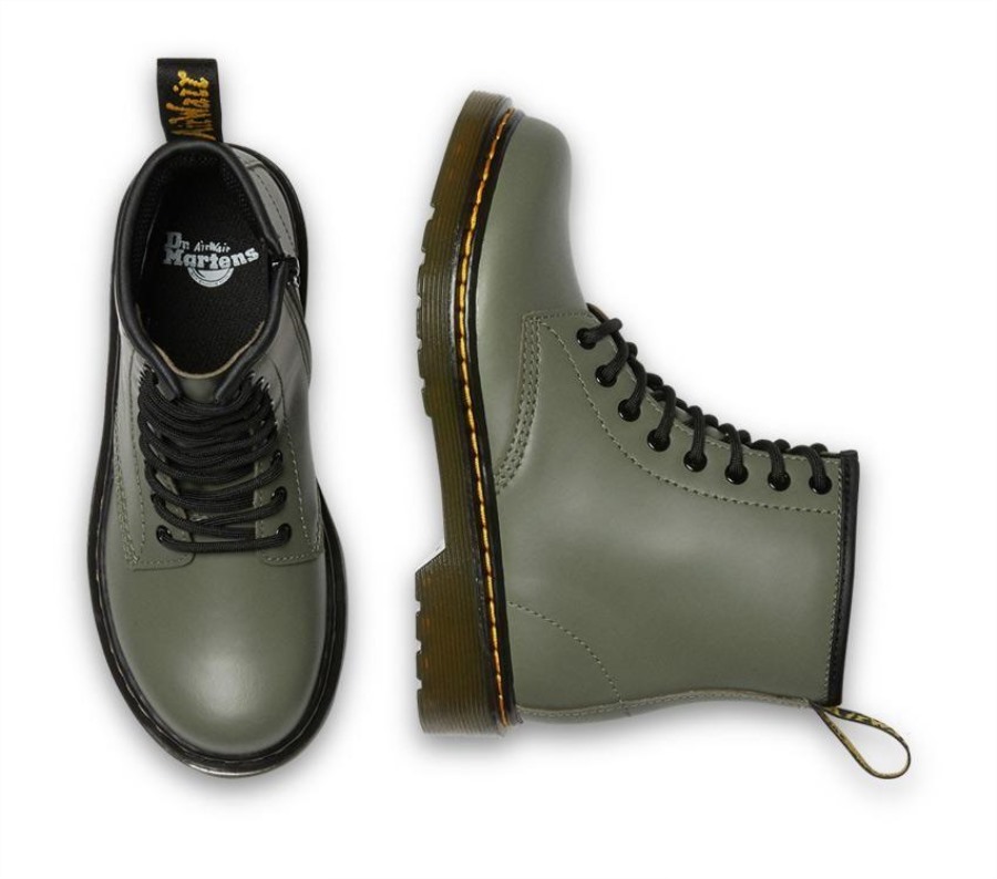 Juniors 1460 Smooth Dr.martens Norge Khaki Green Romario
