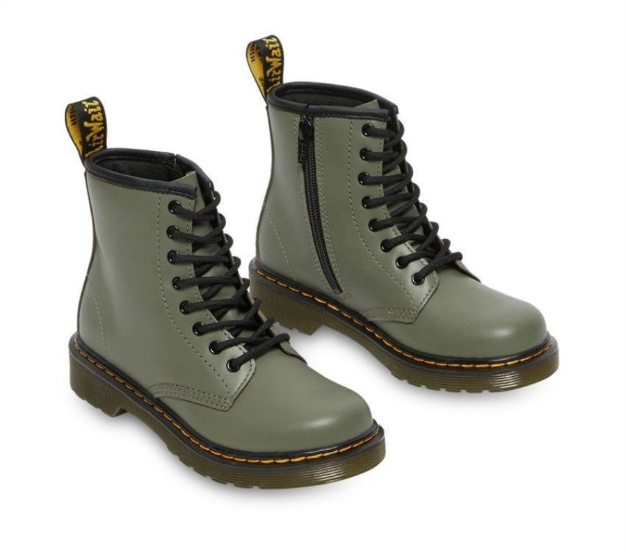Juniors 1460 Smooth Dr.martens Norge Khaki Green Romario