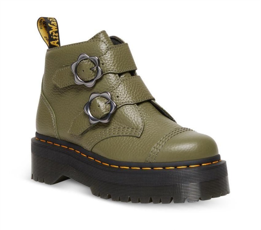 Khakigrønn Frest Nappa Dr.martens Norge Devon Flower 2 Strap