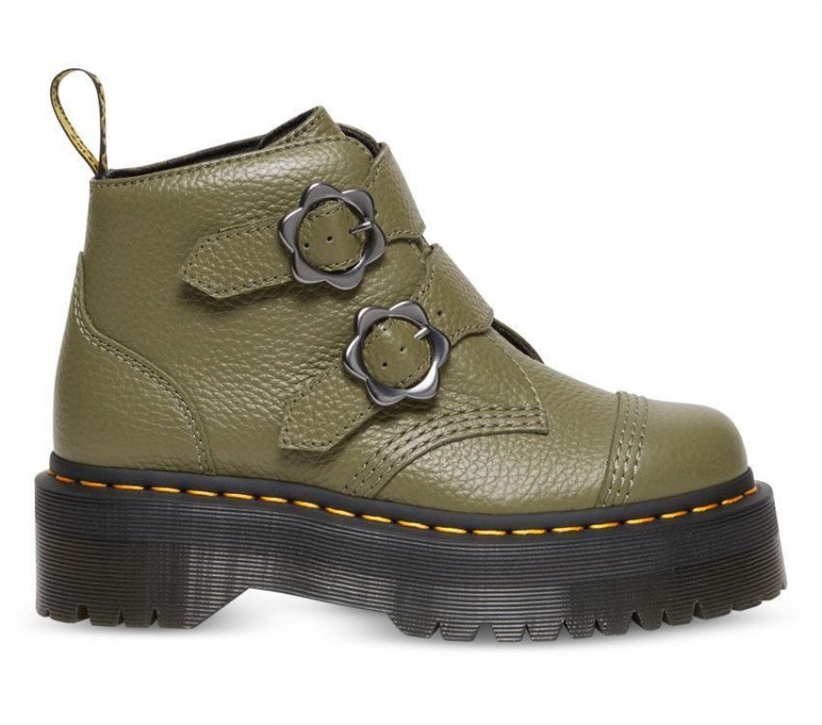 Khakigrønn Frest Nappa Dr.martens Norge Devon Flower 2 Strap