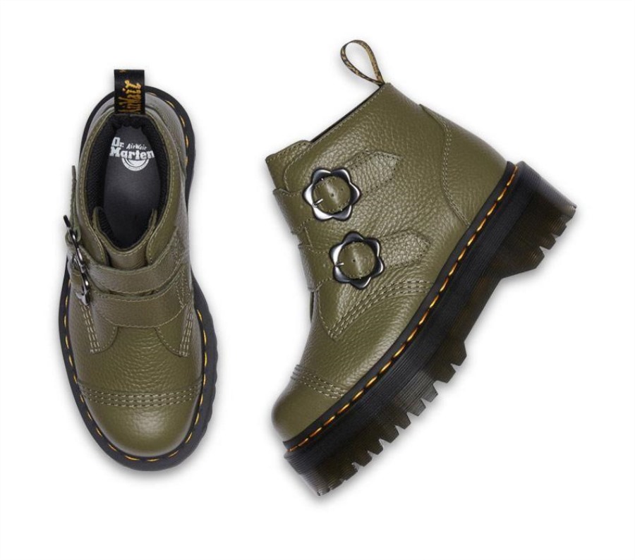 Khakigrønn Frest Nappa Dr.martens Norge Devon Flower 2 Strap