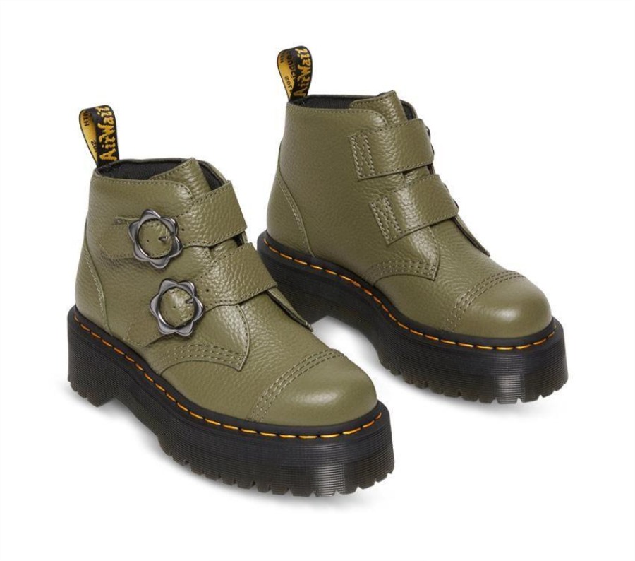 Khakigrønn Frest Nappa Dr.martens Norge Devon Flower 2 Strap
