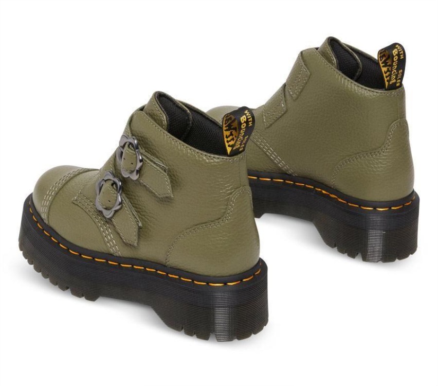Khakigrønn Frest Nappa Dr.martens Norge Devon Flower 2 Strap