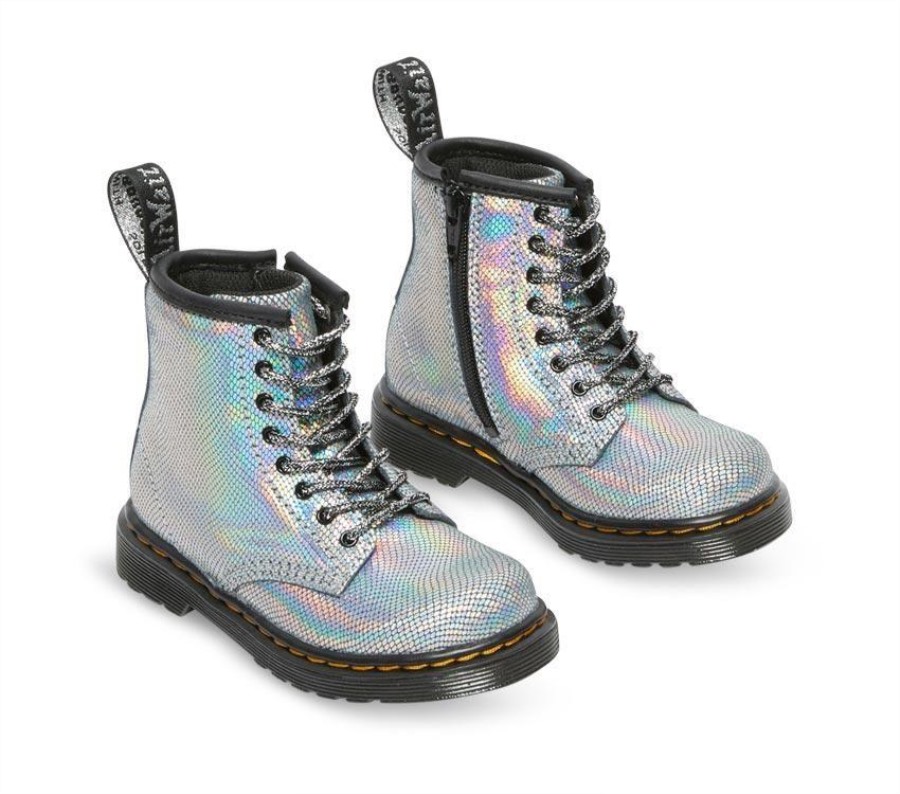 Sølv Dr.martens Norge Toddler 1460 Iriserende Krypdyr