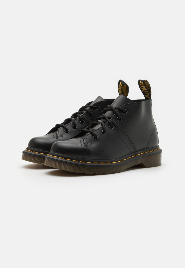 Svart Glatt Dr.martens Norge Kirke Apestøvel Unisex Ankelstøvletter Med Snøring