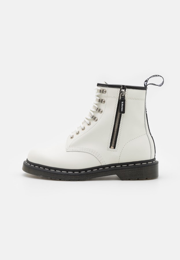 Hvite Glatte Dr.martens Norge 1460 Ankelstøvletter Med Snøring