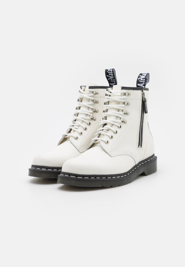 Hvite Glatte Dr.martens Norge 1460 Ankelstøvletter Med Snøring