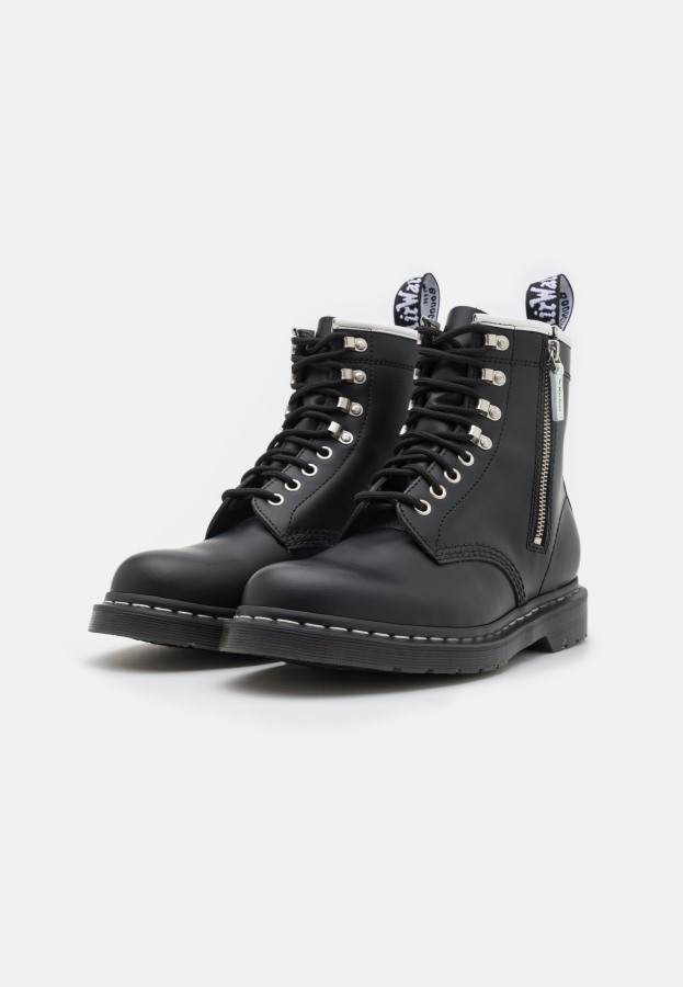 1460 Ankelstøvletter Med Snøring Med Glidelås Dr.martens Norge Sort Glatt