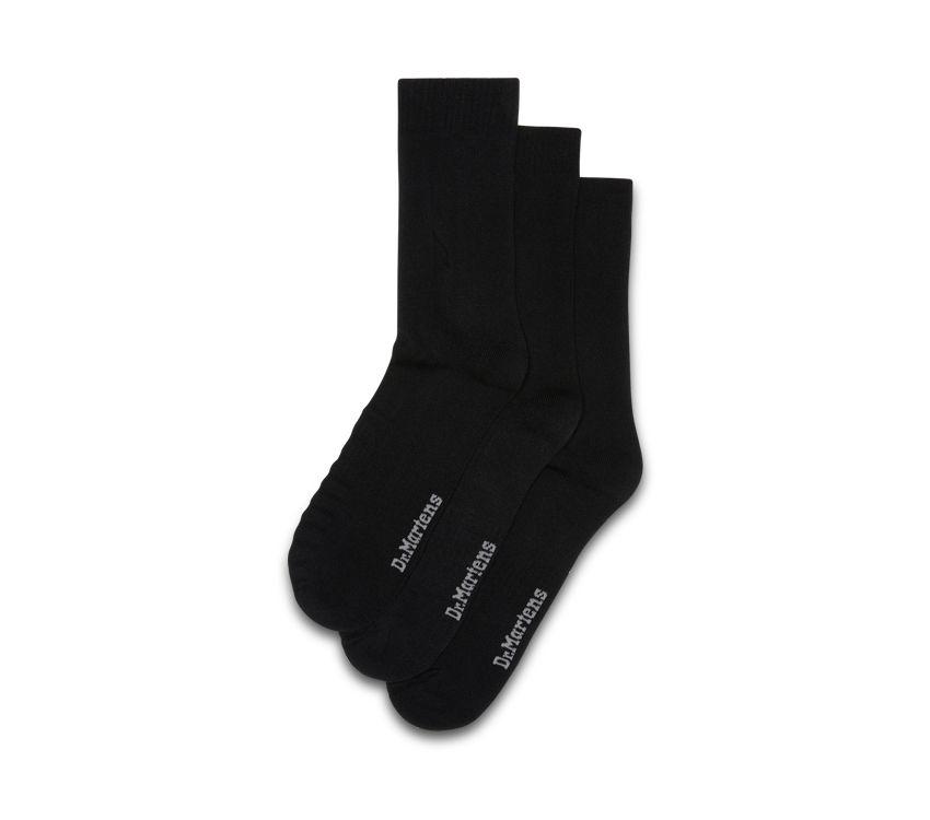 Dr.martens Norge Dobbel Doc Sokk 3pk Sort Bomullsblanding