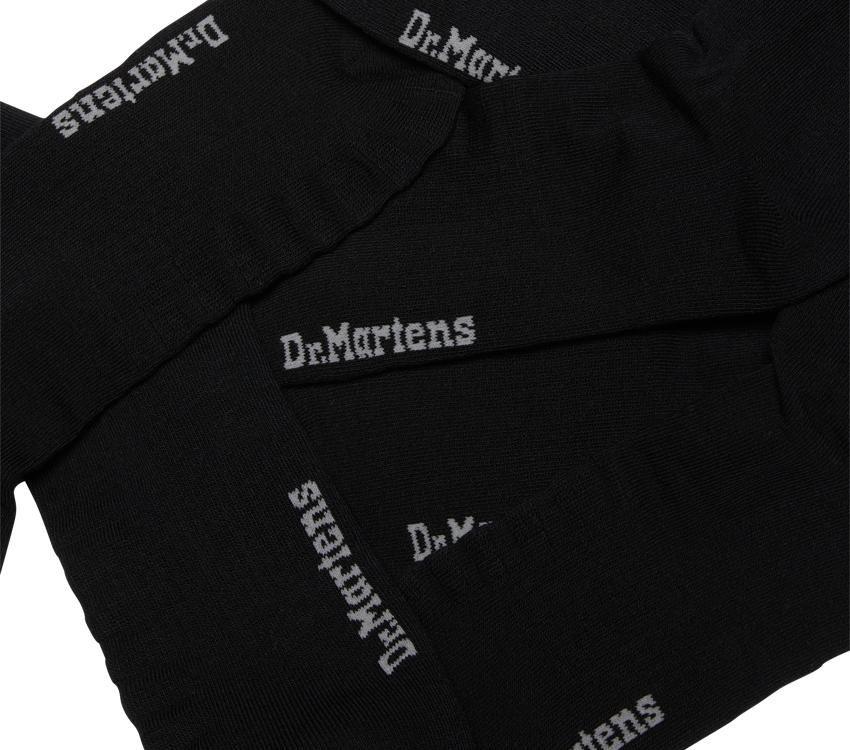 Dr.martens Norge Dobbel Doc Sokk 3pk Sort Bomullsblanding