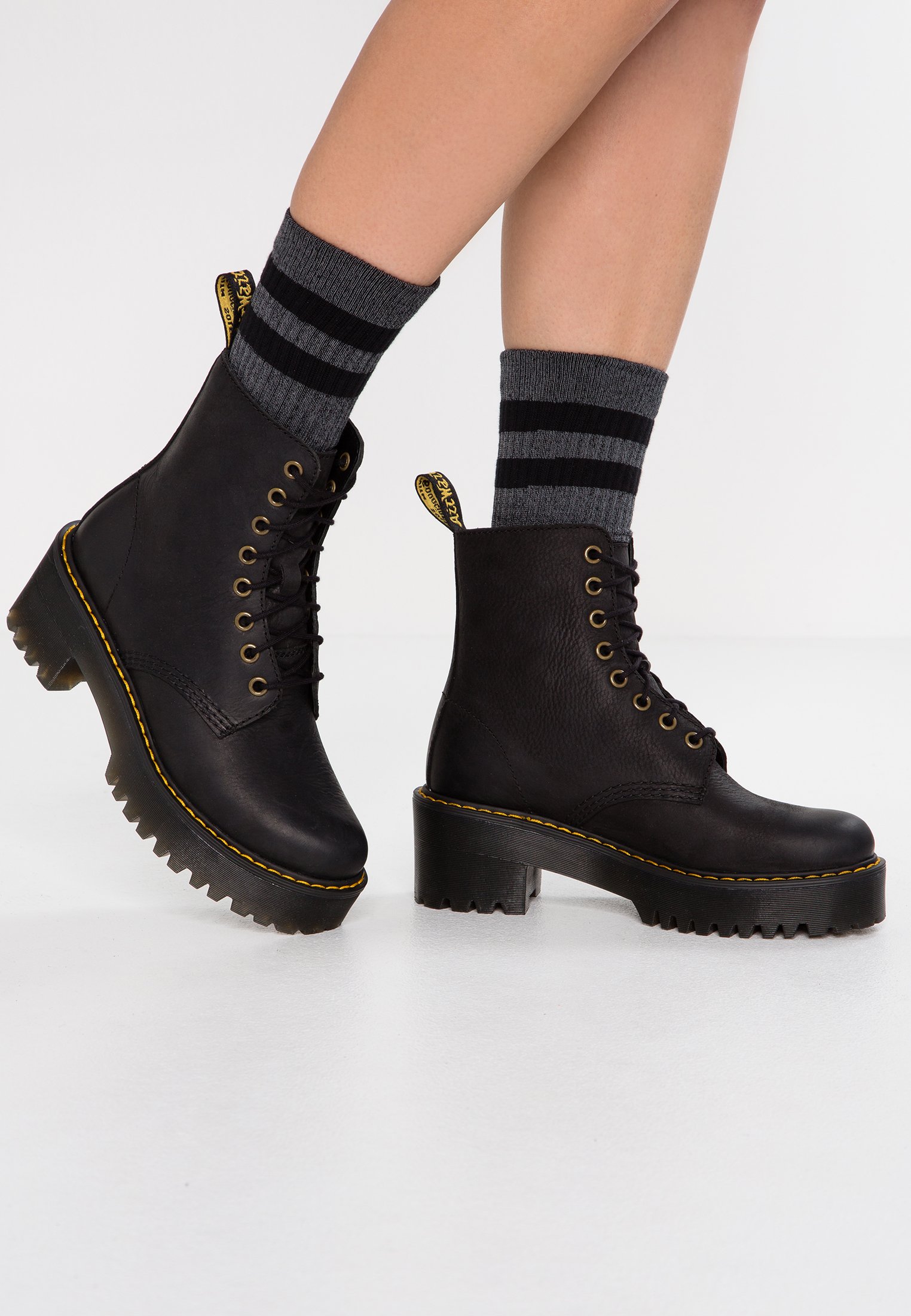 Svart Dr.martens Norge Shriver Hi 8 Eye Boot Platform Ankelstøvletter