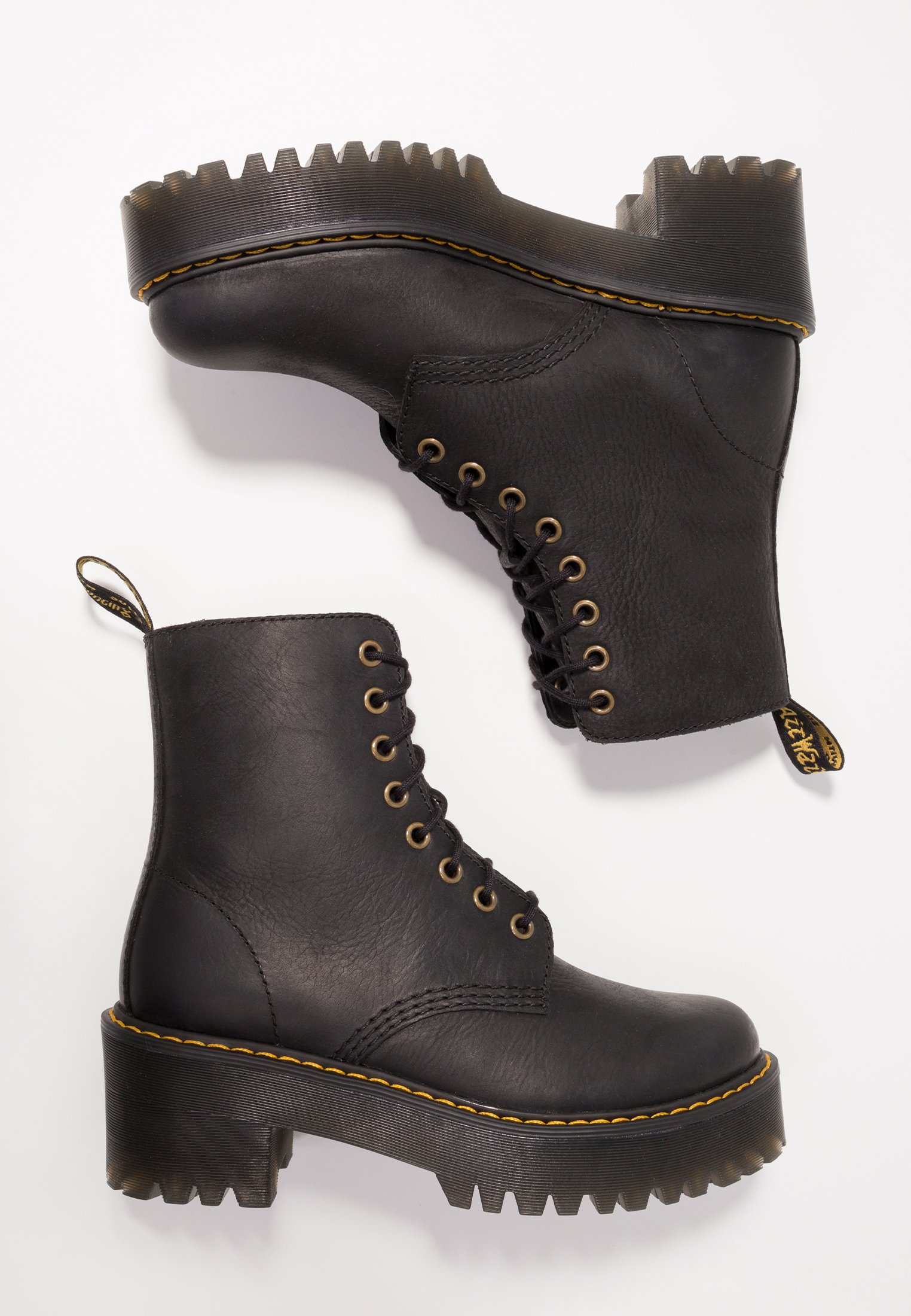 Svart Dr.martens Norge Shriver Hi 8 Eye Boot Platform Ankelstøvletter